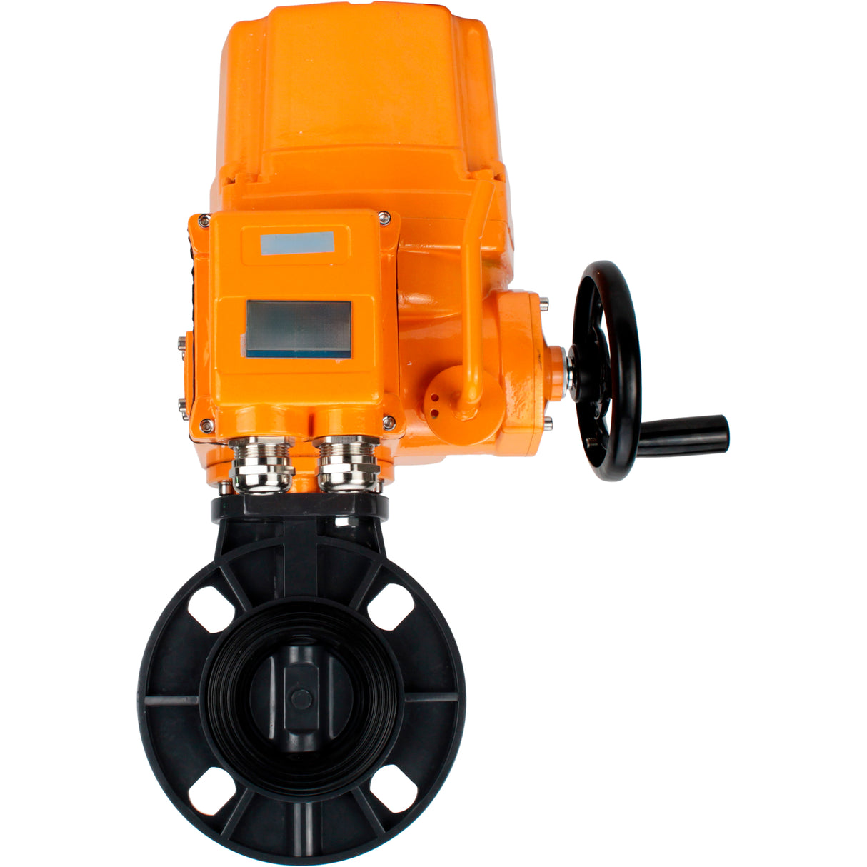 Butterfly valves Elephant WBV4242E-2W-Fb-ISO, body material - UPVC, disc material - UPVC, seal - EPDM, with explosion-proof quarter-turn actuator QT-EX-EM-O2-380VAC-U1