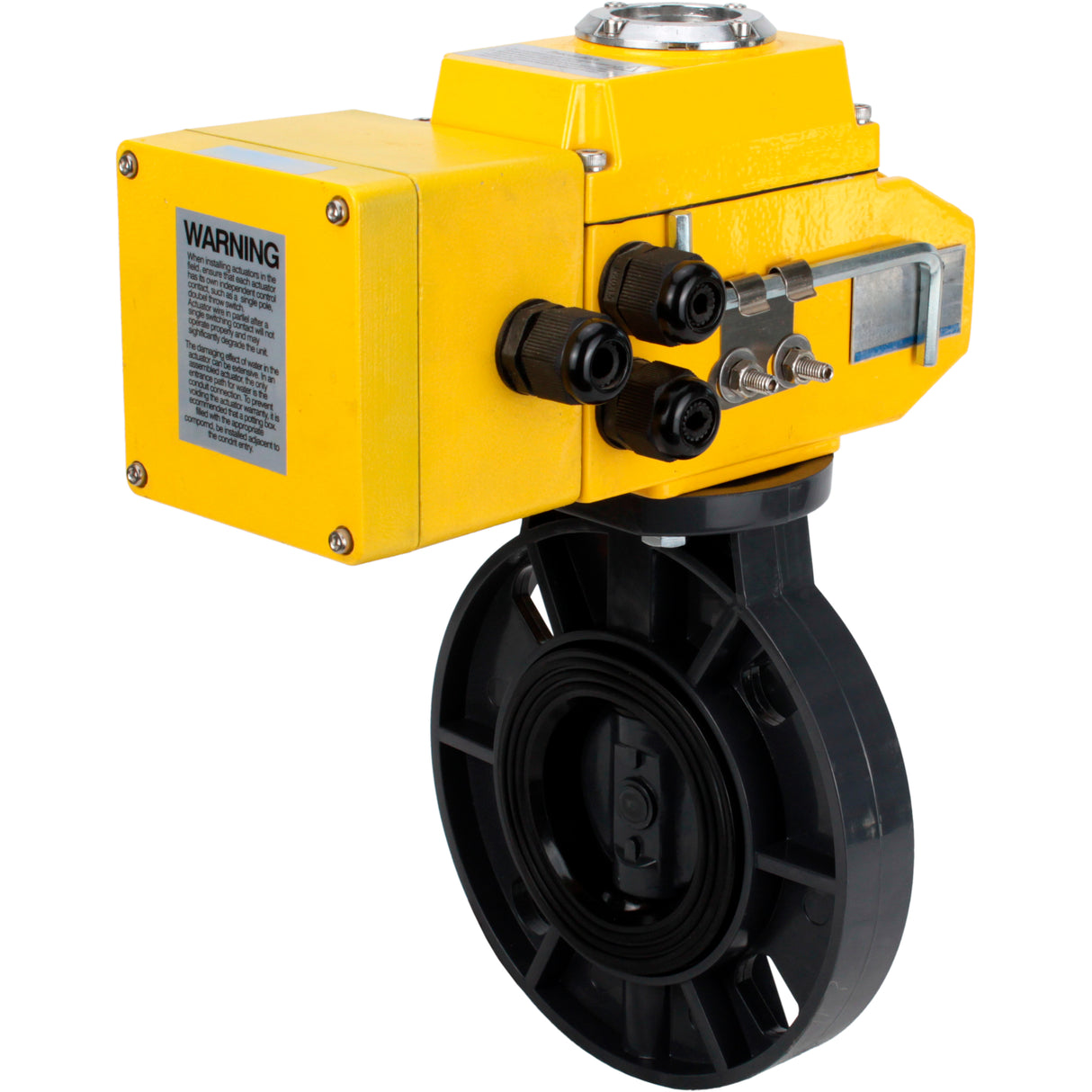 Butterfly valves Elephant WBV4242E-2W-Fb-ISO, body material - UPVC, disc material - UPVC, seal - EPDM, with quarter-turn actuator QT-N-EM-A1-220VAC-U1, feedback sensor and 4-20mA input control signal