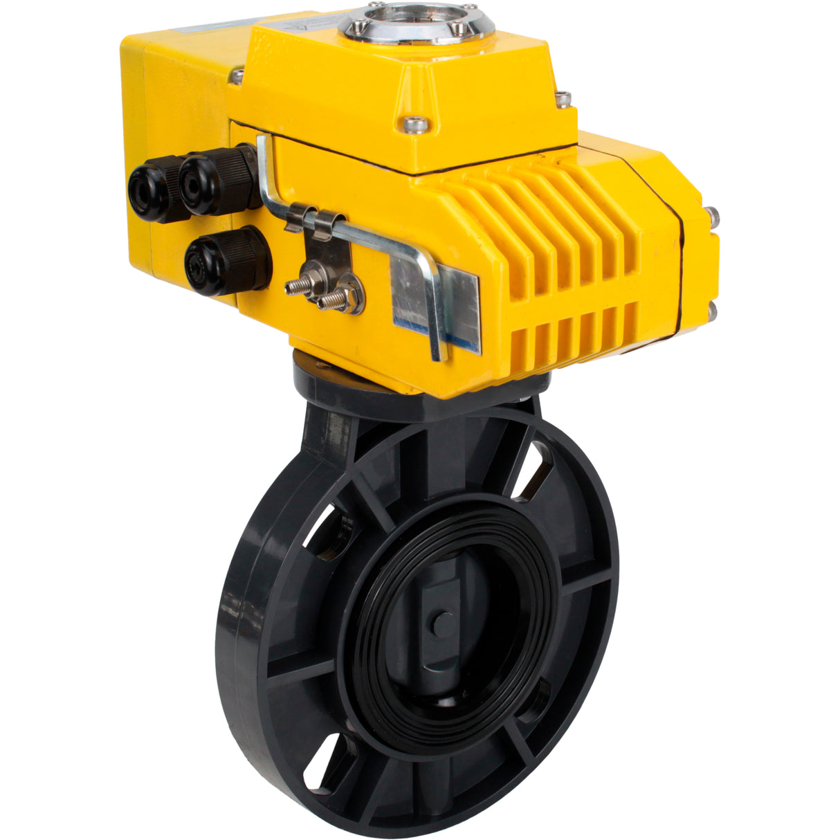 Butterfly valves Elephant WBV4242E-2W-Fb-ISO, body material - UPVC, disc material - UPVC, seal - EPDM, with quarter-turn actuator QT-N-EM-A1-220VAC-U1, feedback sensor and 4-20mA input control signal
