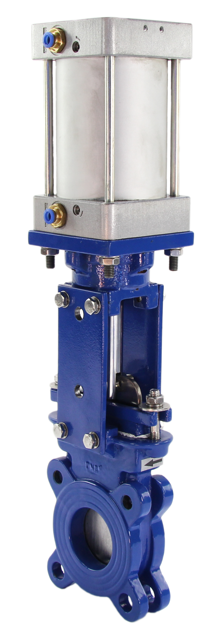 Vanne à guillotine type wafer Elephant GGG40-SS304-EPDM-2W-DA PSI145 Classe 125 avec actionneur pneumatique, électrovanne pneumatique 4V210-08 110/220V et capteurs inductifs LJ12A3-4-J/EZ 110/220V