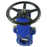 Vanne à guillotine Elephant GVKN1331N-2W-Fb-S PN10, matériau du corps - fonte GGG40, matériau du couteau - acier inoxydable AISI 304, joint - NBR, commande par volant