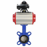 Vanne papillon d'eau Elephant WBV1332N-2W-Fb-H matériau du corps - Fonte GGG50, matériau du disque - Acier inoxydable 316L, joint - NBR avec actionneur pneumatique SA, distributeur pneumatique 4M310-08 220V et bloc de fin de course APL-210N