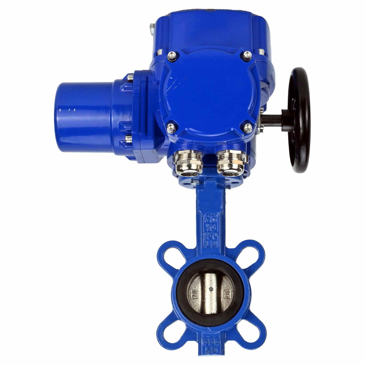 Vanne papillon d'eau Elephant WBV1332N-2W-Fb-H matériau du corps - Fonte GGG50, matériau du disque - Acier inoxydable 316L, joint - NBR avec actionneur électrique 1/4 de tour Elephant QT-W (M) EX 380V