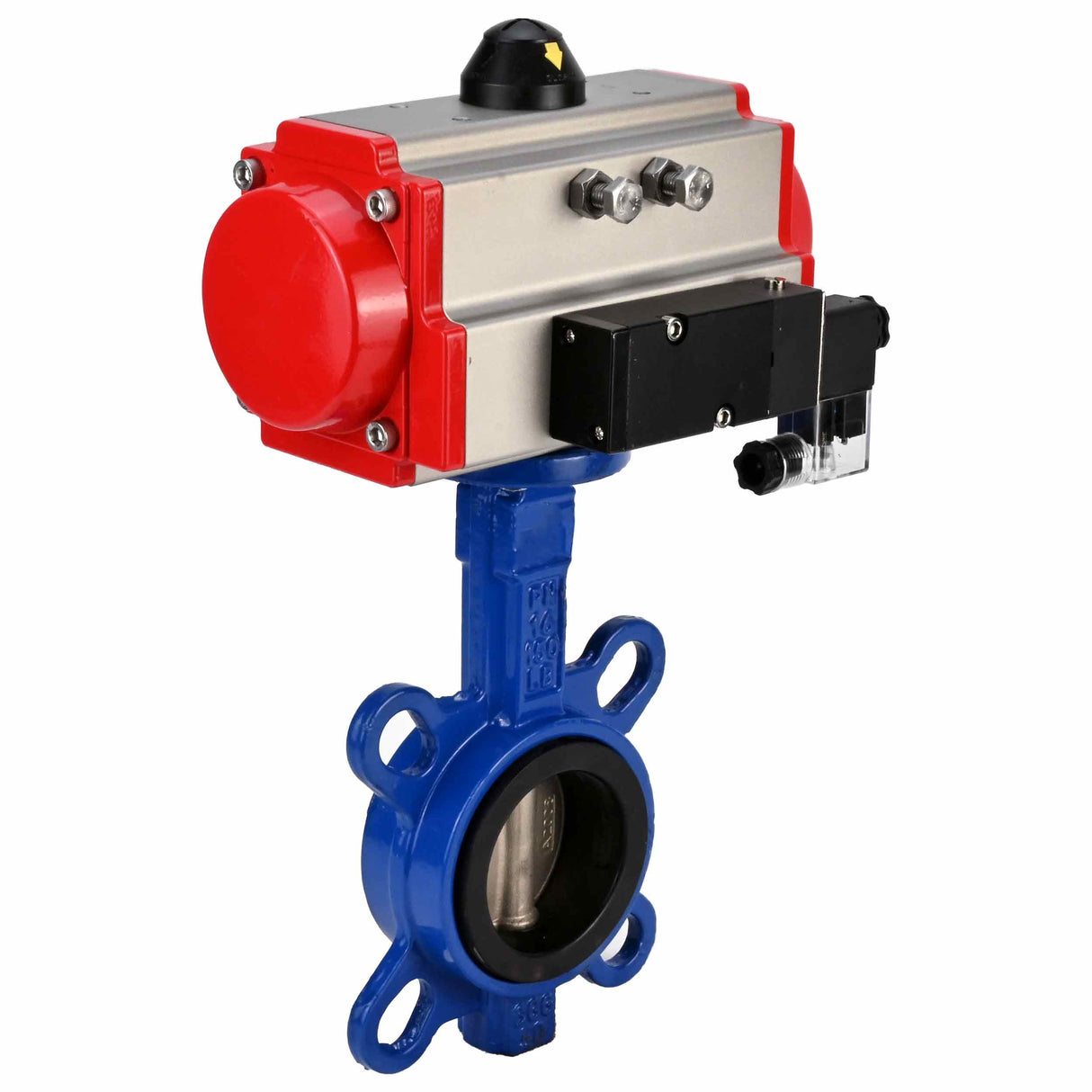 Vanne papillon d'eau Elephant WBV1332N-2W-Fb-H matériau du corps - Fonte GGG50, matériau du disque - Acier inoxydable 316L, joint - NBR avec actionneur pneumatique à double effet DA et distributeur pneumatique 4M310-08 220V
