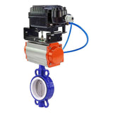 Vanne papillon d'eau Elephant st-316l-ptfe-elephant-da-yt1000rsi, matériau du corps - acier au carbone WCB, matériau du disque - acier inoxydable AISI 316L, joint - PTFE, actionné par actionneur pneumatique