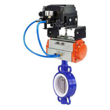 Vanne papillon d'eau Elephant st-316l-ptfe-elephant-da-yt1000rsi, matériau du corps - acier au carbone WCB, matériau du disque - acier inoxydable AISI 316L, joint - PTFE, actionné par actionneur pneumatique