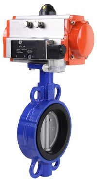 Vanne papillon d'eau Elephant st-316l-nbr-sa-4m310-110/220, matériau du corps - acier au carbone WCB, matériau du disque - acier inoxydable AISI 316L, joint - NBR, actionné par actionneur pneumatique