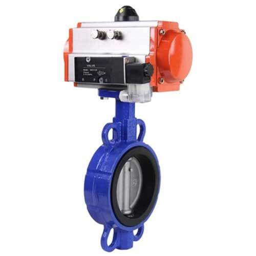 Vanne papillon d'eau Elephant st-316l-viton-da-4m310-24v, matériau du corps - acier au carbone WCB, matériau du disque - acier inoxydable AISI 316L, joint - VITON, actionné par actionneur pneumatique