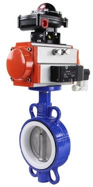 Vanne papillon d'eau Elephant wcb-316l-ptfe-sa-4m310-110/220-apl210n, matériau du corps - acier au carbone WCB, matériau du disque - acier inoxydable AISI 316L, joint - PTFE, actionné par actionneur pneumatique