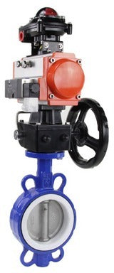 Vanne papillon d'eau Elephant wcb-316l-ptfe-da-4M310-110/220-apl210n-gm, matériau du corps - acier au carbone WCB, matériau du disque - acier inoxydable AISI 316L, joint - PTFE, actionné par actionneur pneumatique