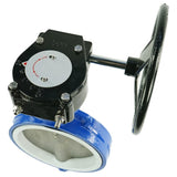 Vanne papillon d'eau Elephant WCB-316L-PTFE-RDN, matériau du corps - acier au carbone WCB, matériau du disque - acier inoxydable AISI 316L, joint - PTFE, à engrenage