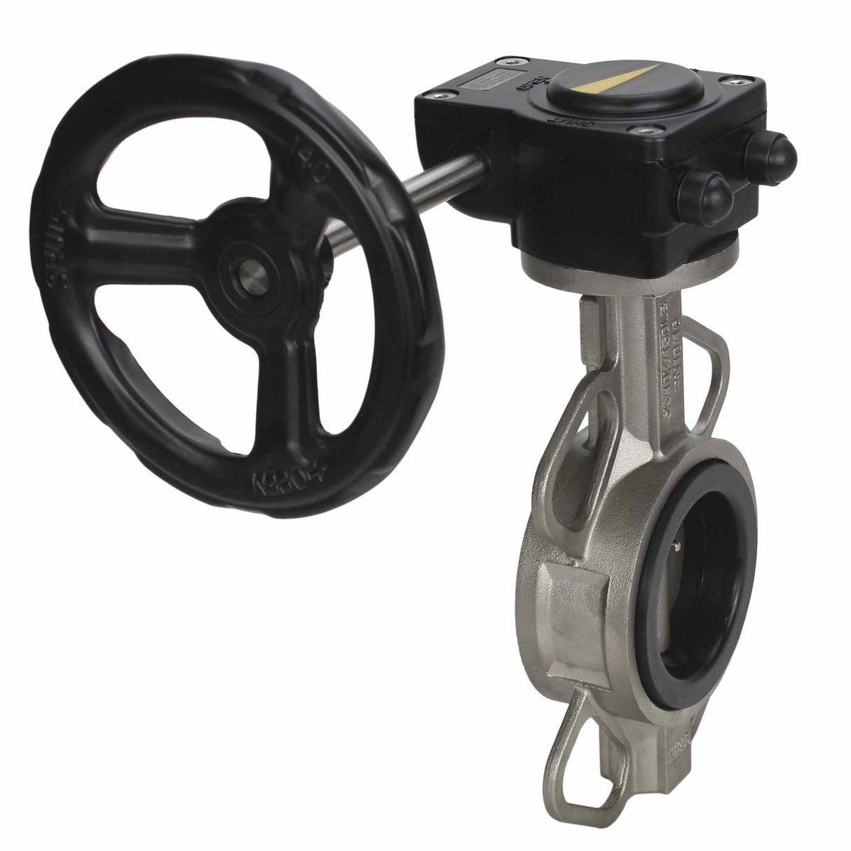 Vanne papillon d'eau Elephant 316L-316L-VITON matériau du corps - acier inoxydable AISI 316L, matériau du disque - acier inoxydable AISI 316L, joint - Viton avec engrenage Elephant HAM