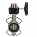 Vanne papillon d'eau Elephant 316L-316L-VITON matériau du corps - acier inoxydable AISI 316L, matériau du disque - acier inoxydable AISI 316L, joint - Viton avec engrenage Elephant HGB, avec indicateur de position