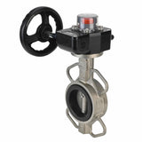 Vanne papillon d'eau Elephant 316L-316L-VITON matériau du corps - acier inoxydable AISI 316L, matériau du disque - acier inoxydable AISI 316L, joint - Viton avec engrenage Elephant HGB, avec indicateur de position