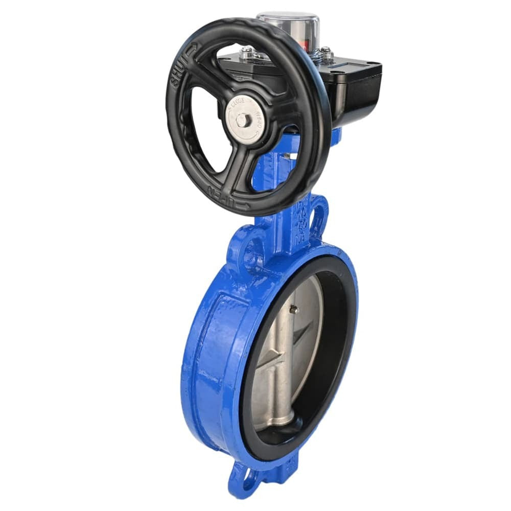 Vanne papillon à eau Elephant GG25-316L-NBR matériau du corps - fonte GG25, matériau du disque - acier inoxydable 316L, joint - NBR avec engrenage Elephant HGBF, avec indicateur de position et capteur de retour