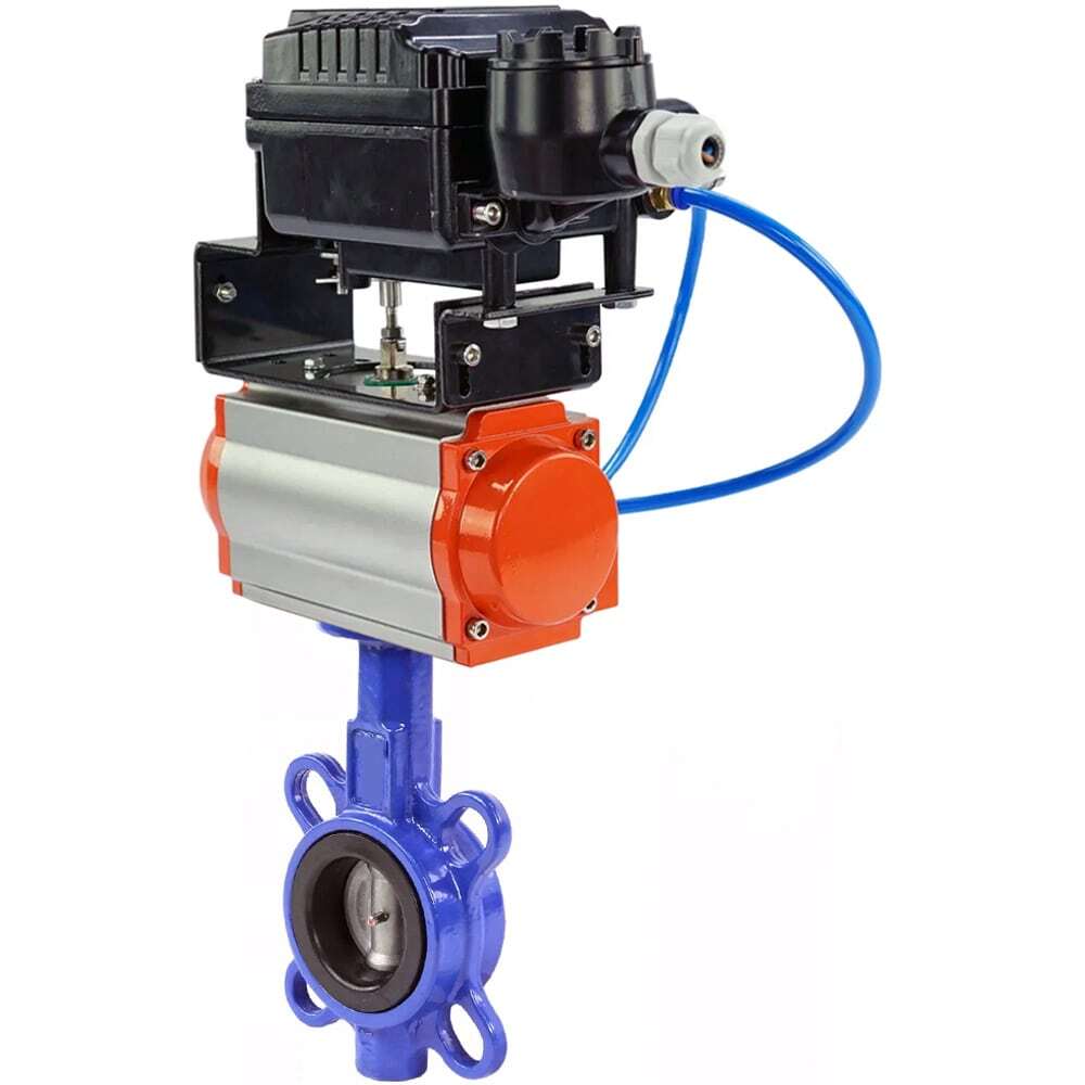 Vanne papillon d'eau Elephant WBV1332N-2W-Fb-H matériau du corps - Fonte GGG50, matériau du disque - Acier inoxydable 316L, joint - NBR avec actionneur pneumatique à double effet DA et positionneur électropneumatique avec rétroaction Elephant YT-1000RSI