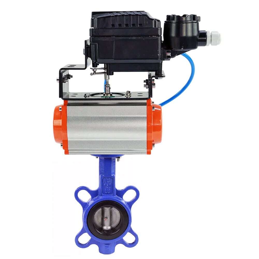 Vanne papillon d'eau Elephant WBV1332N-2W-Fb-H matériau du corps - Fonte GGG50, matériau du disque - Acier inoxydable 316L, joint - NBR avec actionneur pneumatique à double effet DA et positionneur électropneumatique avec rétroaction Elephant YT-1000RSI