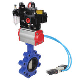 Vanne papillon d'eau Elephant WBV1616E-2W-Fb-H, matériau du corps - fonte QT450, matériau du disque - fonte QT450, joint - EPDM, actionneur pneumatique PA-DA double action, 4V320-10 220V, BKV APL-410N EX BPV AFC2000