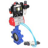 Vanne papillon d'eau Elephant WBV1616N-2W-Fb-H, matériau du corps - fonte QT450, matériau du disque - fonte QT450, joint - NBR, actionneur pneumatique PA-SA avec ressorts de rappel, 4V320-10 220V, BKV APL-510N EX, BPV AFC2000
