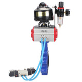 Vanne papillon d'eau Elephant WBV1616N-2W-Fb-H, matériau du corps - fonte QT450, matériau du disque - fonte QT450, joint - NBR, actionneur pneumatique PA-SA avec ressorts de rappel, 4V320-10 220V, BKV APL-510N EX, BPV AFC2000