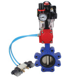 Vanne papillon d'eau Elephant WBV1616N-2W-Fb-H, matériau du corps - fonte QT450, matériau du disque - fonte QT450, joint - NBR, actionneur pneumatique PA-SA avec ressorts de rappel, 4V320-10 220V, BKV APL-510N EX, BPV AFC2000