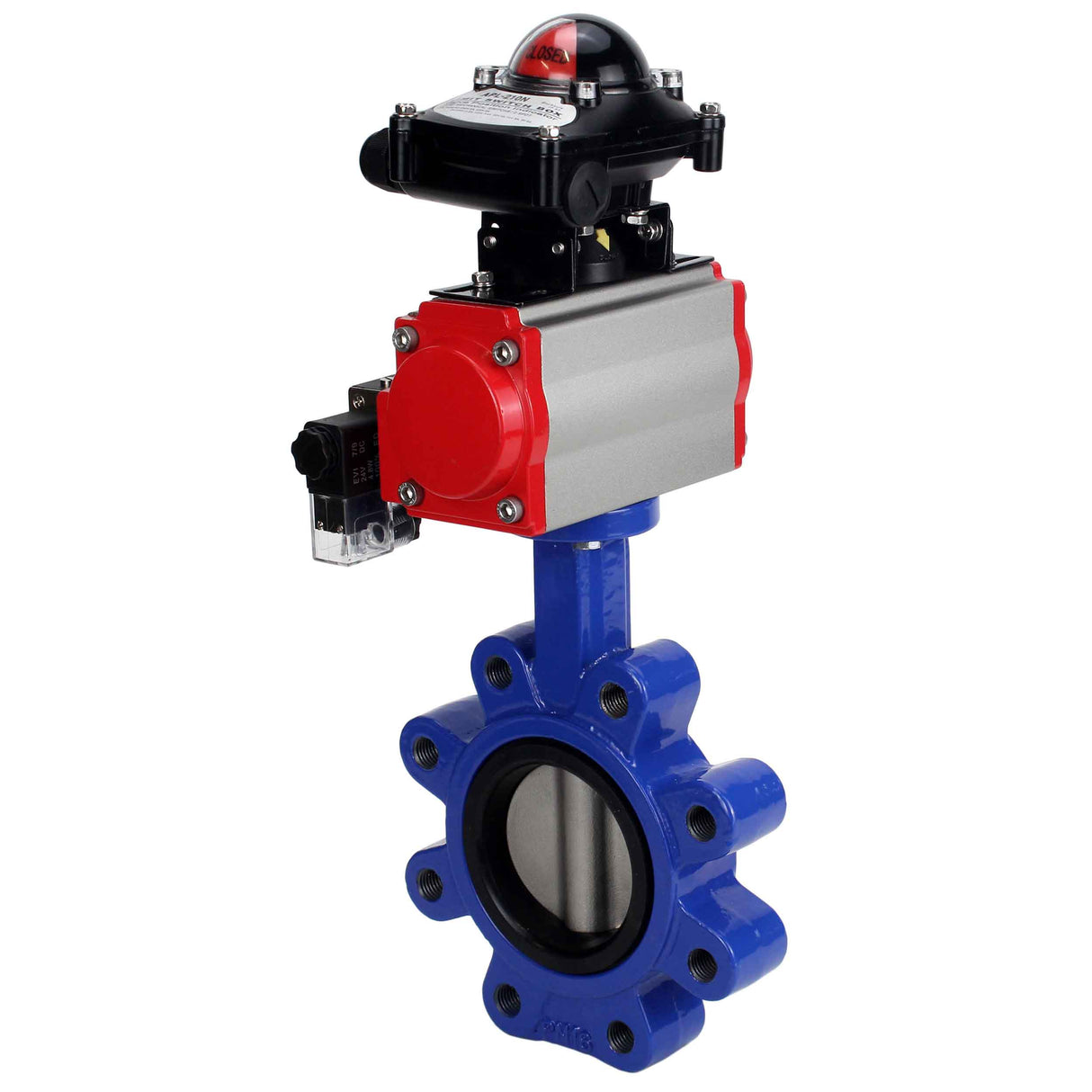 Vanne papillon d'eau Elephant WBV1631N-2W-Fb-H, matériau du corps - fonte QT450, matériau du disque - acier inoxydable AISI 304, joint - NBR, actionneur pneumatique PA-SA avec ressorts de rappel, 4M310-08 24V, BKV APL-210N