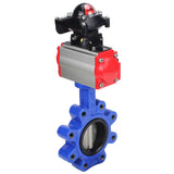 Vanne papillon d'eau Elephant WBV1631N-2W-Fb-H, matériau du corps - fonte QT450, matériau du disque - acier inoxydable AISI 304, joint - NBR, actionneur pneumatique PA-SA avec ressorts de rappel, 4M310-08 24V, BKV APL-210N