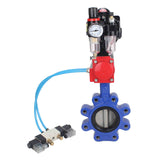 Vanne papillon d'eau Elephant WBV1631N-2W-Fb-H, matériau du corps - fonte QT450, matériau du disque - acier inoxydable AISI 304, joint - NBR, actionneur pneumatique PA-DA double action, 4V320-10 220V, BKV APL-510N EX, BPV AFC2000