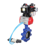 Vanne papillon d'eau Elephant WBV1631N-2W-Fb-H, matériau du corps - fonte QT450, matériau du disque - acier inoxydable AISI 304, joint - NBR, actionneur pneumatique PA-DA double action, 4V320-10 220V, BKV APL-510N EX, BPV AFC2000