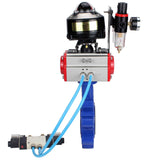 Vanne papillon d'eau Elephant WBV1631N-2W-Fb-H, matériau du corps - fonte QT450, matériau du disque - acier inoxydable AISI 304, joint - NBR, actionneur pneumatique PA-DA double action, 4V320-10 220V, BKV APL-510N EX, BPV AFC2000