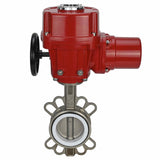 Vanne papillon d'eau Elephant 316L-316L-PTFE matériau du corps - acier inoxydable aisi 316l, matériau du disque - acier inoxydable AISI 316L, joint - PTFE avec actionneur électrique 1/4 de tour Elephant QT-W (M) EX 380V