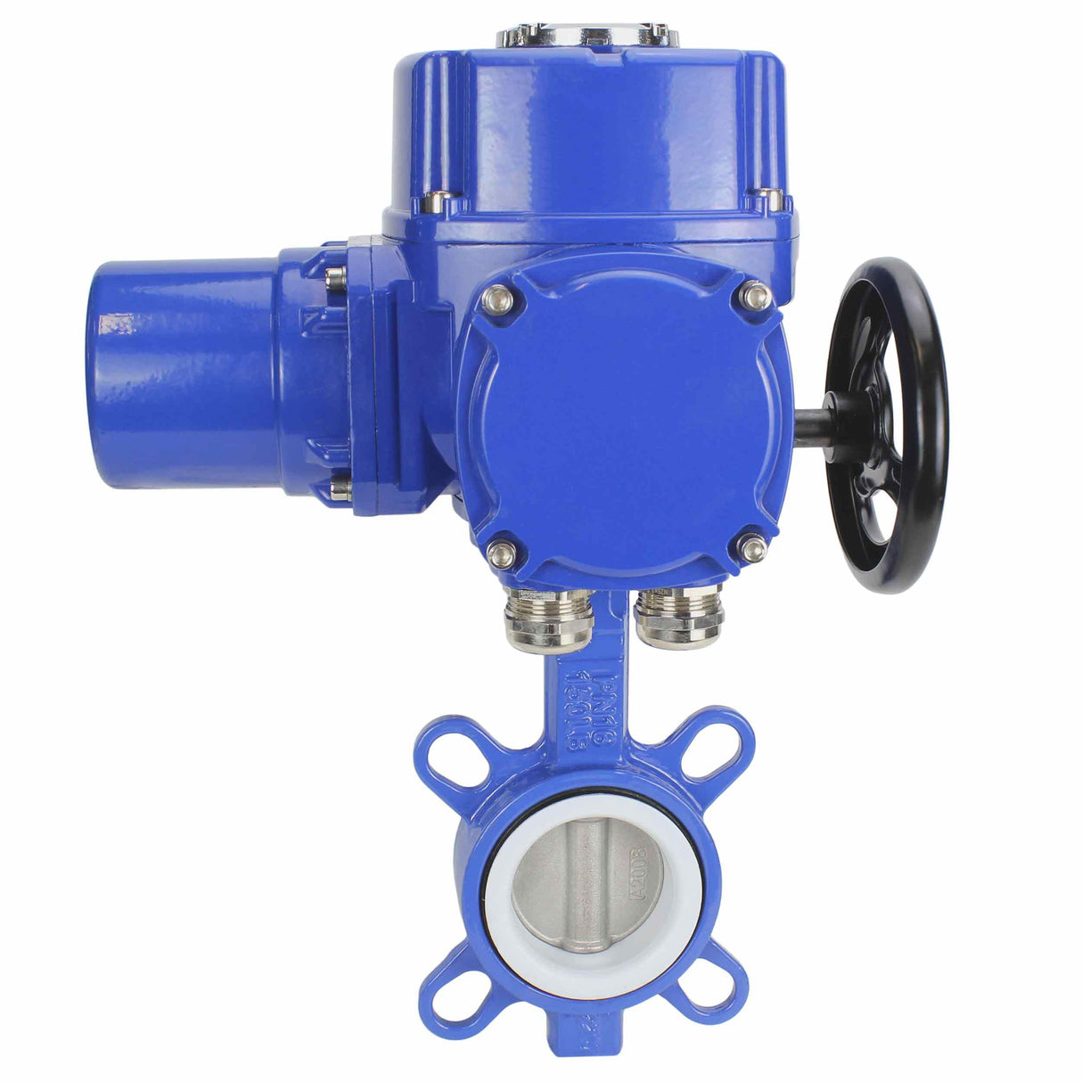 Vanne papillon d'eau Elephant WCB-316L-PTFE matériau du corps - Acier au carbone WCB, matériau du disque - Acier inoxydable AISI 316L, joint - PTFE avec actionneur électrique 1/4 de tour Elephant QT-W (M) 380V