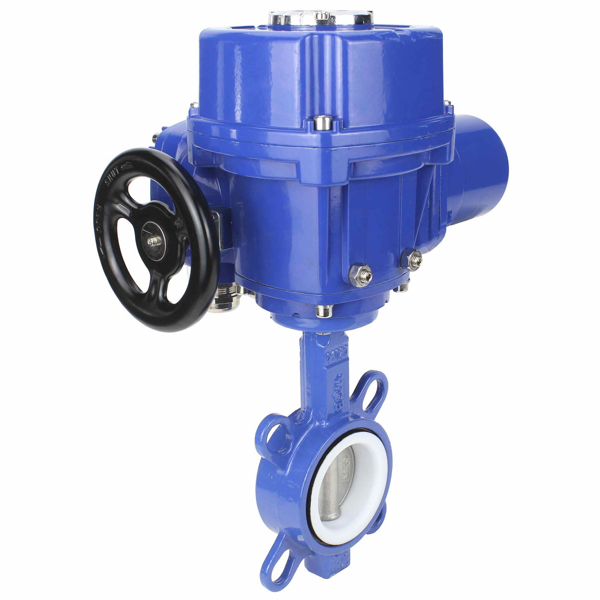 Vanne papillon d'eau Elephant WCB-316L-PTFE matériau du corps - Acier au carbone WCB, matériau du disque - Acier inoxydable AISI 316L, joint - PTFE avec actionneur électrique 1/4 de tour Elephant QT-W (M) 380V