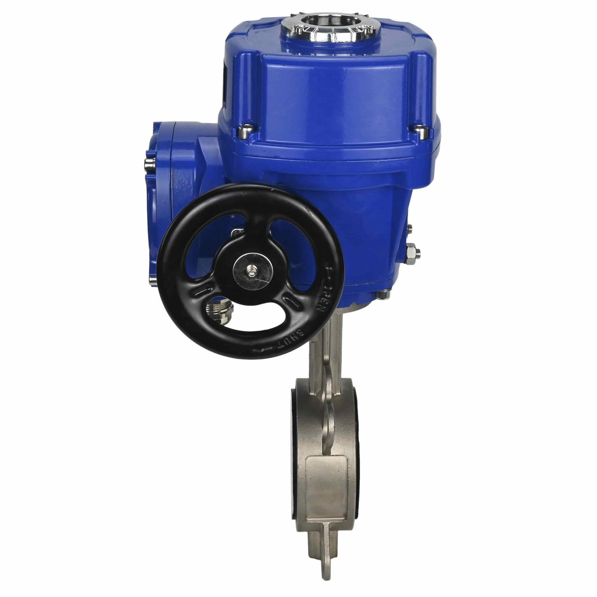 Vanne papillon d'eau Elephant 316L-316L-PTFE matériau du corps - acier inoxydable aisi 316l, matériau du disque - acier inoxydable AISI 316L, joint - PTFE avec actionneur électrique 1/4 de tour Elephant QT-W (M) 380V