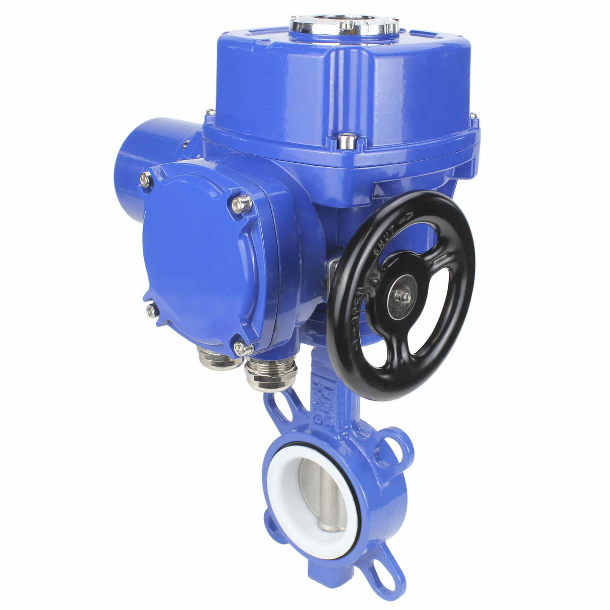 Vanne papillon d'eau Elephant WCB-316L-PTFE matériau du corps - Acier au carbone WCB, matériau du disque - Acier inoxydable AISI 316L, joint - PTFE avec actionneur électrique 1/4 de tour Elephant QT-W (M) 380V